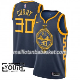 Maillot Enfant Golden State Warriors Stephen Curry 30 2018-19 Nike City Edition Navy Swingman